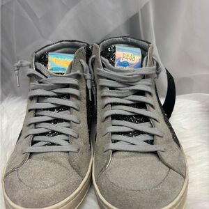 P448 Gray Suede and Dark Gray Glitter High Tops 40/8.5